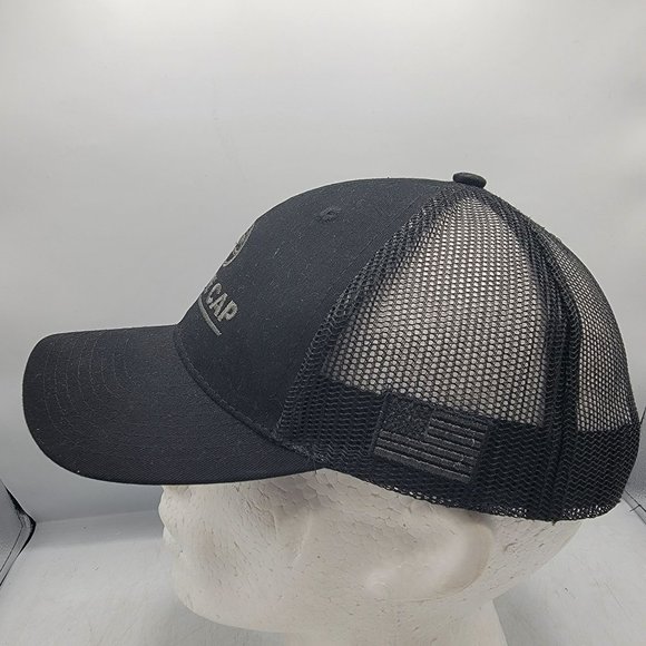 HeadToToe White Cap Embroidered Logo Mesh Trucker Hat Cap Black American Flag - Picture 2 of 9